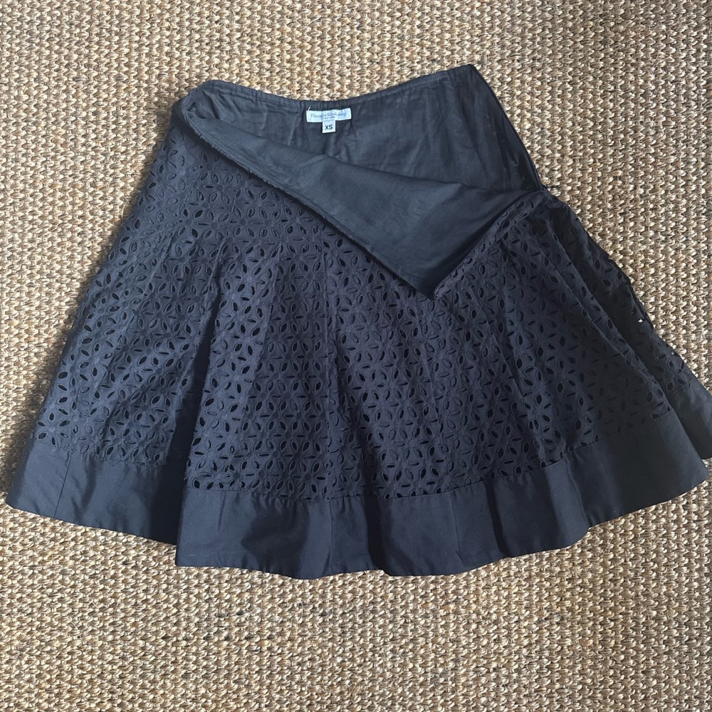 Chic Black A-Line Eyelet Skirt